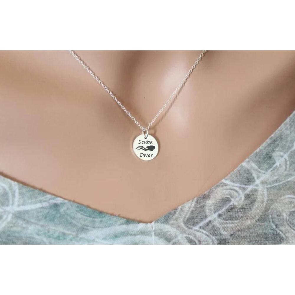 Sterling Silver Customizable Scuba Diver Necklace View 2